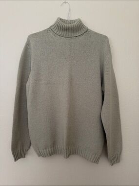 Hugo Boss Men's Gray/Wheat Ribbed Turtleneck Sweater Large